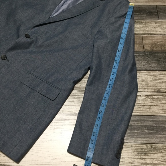 Banana Republic Tailored Slim Fit Blazer Men’s 46L Blue 2 Button 100% Cotton - Picture 2 of 10